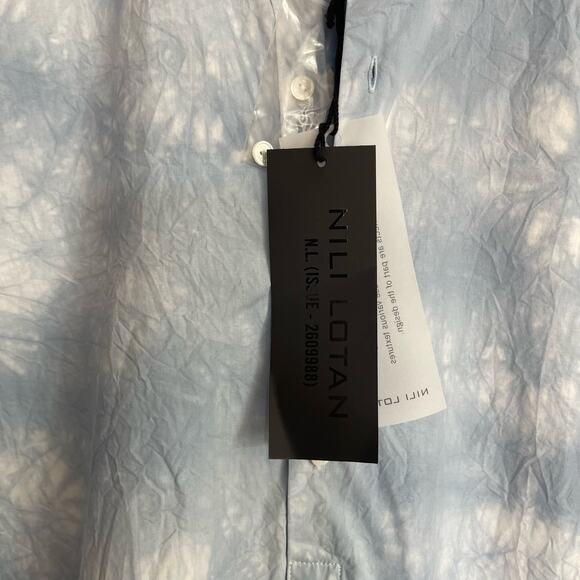 NWT NILI LOTAN Ambrose Tunic Top Blue White Size XS Crinkled Light Blue Tie‎ Dye - Picture 8 of 16